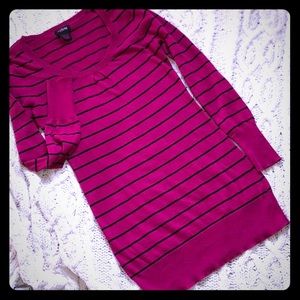 Fuchsia/black striped sweater dress Small